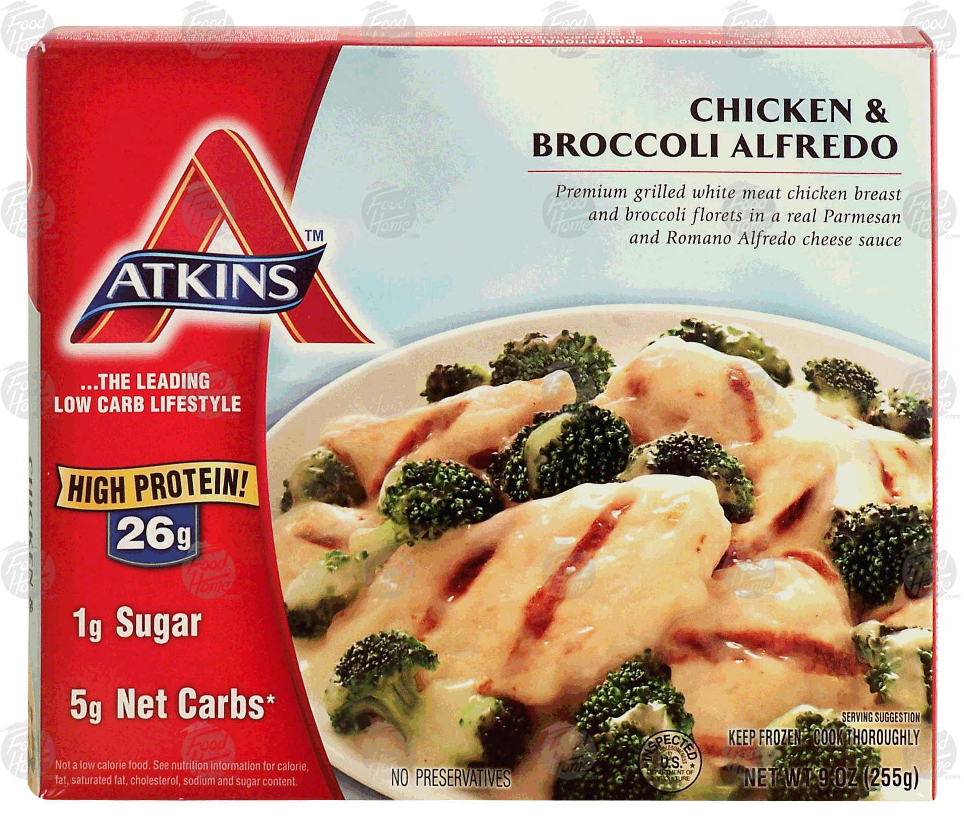 Atkins  chicken & broccoli alfredo; grilled white meat chicken breast & broccoli in an alfredo cheese sauce Full-Size Picture